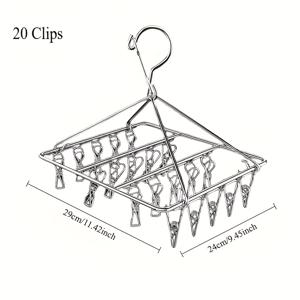 TEMU 튼튼한 스테인리스 스틸 행잉 정리대 (/40개 풍속 저항 클립 포함) - 양말, 속옷, 연말 연시 양말 건조에 적합. 공간 절약형 옷걸이 및 건조 솔루션으로 가정 및 기숙사 사용에 완벽하며, 건조대 역할도 함.|빨래건조대