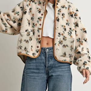 TEMU 2025년 가을/겨울 신상 빈티지 아메리칸 플로럴 램프 웜 재킷 루즈 캐주얼 디자인 코트