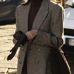 TEMU 우아한 여성용 영어 정장 (재킷만 해당, 바지 미포함) - 더블 브레스트 체크무늬 정장 재킷, 루즈핏 롱 코트, 구조적인 라펠, 세탁기 사용 가능, 사무실, 공식 행사 및 일상복에 적합 - 봄/가을/여름 C