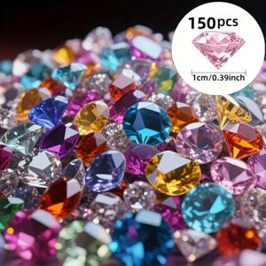 TEMU 150개 아크릴 인조 , 인조 라인스톤, 테이블 장식, 꽃병 채우기, 크리스마스 파티 장식, 꽃병 채우기에 적합, 식탁 중앙 장식, 화장품 보관, , 아크릴 , 아크릴 보석