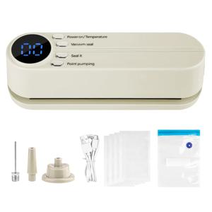 TEMU 디지털 디스플레이가 있는 휴대용 USB 충전식 진공 포장기 키트 - 빠른 밀봉, 펌프 및 밀폐 백 포함, 식품 보존, 간식, 육류, 과일, 채소에 적합 - 공간 절약형 디자인, 36V, 식품 진공 포장기.
