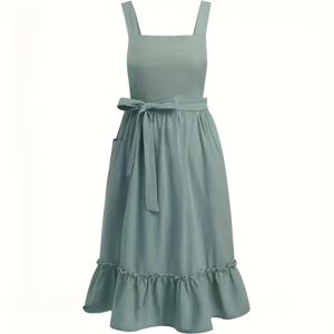 TEMU 1개 1개 빈티지 유럽 플로리스트 앞치마 - 솔리드 컬러 러플 밑단 주방 베이킹 앞치마, 홈웨어, 웨딩 및 플로리스트 이벤트용 - 나일론 충전재, 우아한 플로리스트 디자인 (전통적인 역할 또는 예술적)