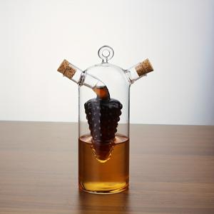 TEMU 유리 2-in-1 오일 & 식초 디스펜서 병 - 이중 주둥이 & 층별 수납공간 - PVC 프리 요리, 베이킹, 샐러드 드레싱, BBQ용 오일 디스펜서 - 위생적인 원터치 따르기, 내구성 있는 유리 디자인 (호환 가능)