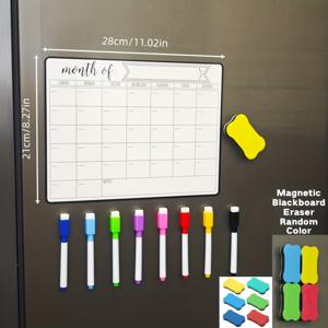 TEMU 냉장고 표면에 부착하여 보관 및 접근이 용이한 자석 냉장고 캘린더, 자석 화이트보드 마커, 자석 흑백보드 지우개 세트 - 월간 및 주간 계획을 위한 쓰기 영역 제공