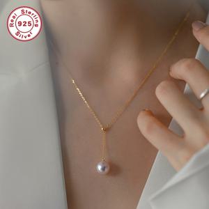 TEMU 우아한 18K 금도금 Y자형 목걸이, 단일 모조 진주 펜던트 | S925 925 실버, 연회, 파티, 결혼 기념일, 십 대를 위한 선물로 이상적, 십 대용