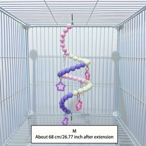 TEMU 소형 및 중형 앵무새 횃대, 그네, 등반 사다리, 새장 액세서리, 아크릴 장식 등반 사다리, 씹는 새, 슈가 글라이더, 소형 애완동물 등반 그네, 현수교, 횃대 기둥, 애완용품