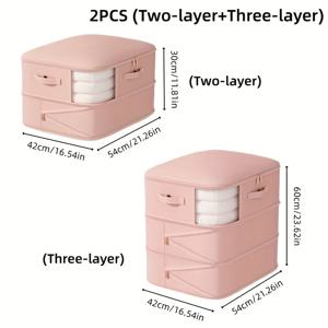 TEMU 2개 묶음 대용량 압축 수납 백 - 공간 절약형 접이식 옷장 정리함, 지퍼 잠금, 튼튼한 플라스틱 구조 (옷, 이불, 침대 밑 수납, 침실, 기숙사, 이사용), 다용도 직사각형 디자인, 옷 수납정리함, 고정 뚜껑|접이식침대|간이침대