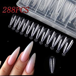 TEMU 120/240/288/504피스 풀 세트 커브드 네일 팁 연장 몰드 - 네일 아트용 - 사전 성형 및 사전 연마 네일 연장 - 아크릴 네일 트리밍 - DIY 홈 240/288/504피스|매니큐어