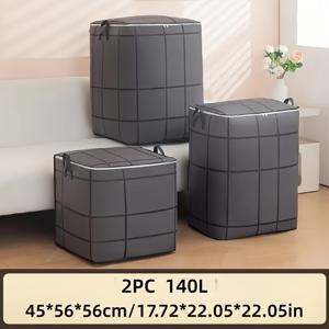 TEMU 지퍼 포켓과 블랙 메쉬 패턴이 있는 2개의 대형 헤비듀티 이사용 가방 - 옷, 침구, 짐에 적합한 헤비듀티 접이식 수납 정리 가방 - 내구성 있는 휴대용 이사용 박스, 골판지 상자 불필요 - 공간 절약형 포장 용품