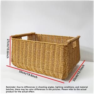 TEMU 빈티지 유럽 스타일 대용량 세탁 바구니 | 수제 직조, 손잡이 달린 휴대용, 침실 및 B&B 사용에 적합, 선반 바구니|빨래바구니