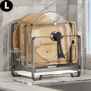 TEMU 다기능 헤비듀티 주방 냄비 뚜껑 거치대 및 도마 - 미끄럼 방지 베이스, 튼튼한 금속 구조, 주방 카운터탑, 캐비닛 또는 창턱용 공간 절약형 주방 정리대 - 현대적인 주방 보관대, 식기 건조대, 냄비, 팬, 뚜껑 및 도마용 - 가정 및 전문 주방 사용에 적합, 컴팩트한 디자인,작은 공간 생활|식기건조대