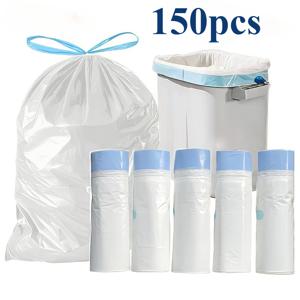TEMU 고품질 150개입 헤비듀티 누수방지 및 냄새차단 쓰레기봉투 - 추가 두께, 찢김 방지, 초대형 15.14-56.78L (15-60리터) 가정, 사무실, 애완동물 배설물, 상업용 - 표준 호환, 내구성 있는 소재,사무실 청소|음식물쓰레기통