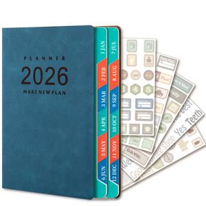 TEMU 브레이브 엘크 2026 플래너 - 365일 달력 포함, 소프트 커버 실무 다이어리, 월간 & 주간 스케줄 보기, 테마 스티커 포함, 컴팩트 플래너 (영어) - 학생, 전문가, 직장인용|달력|달력