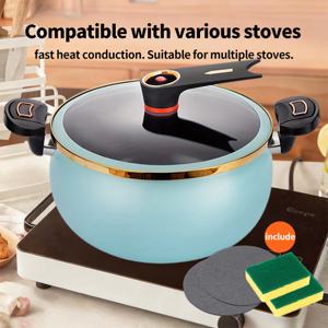 TEMU 6개 대용량 누수 방지 다기능 수프 냄비, 이중 잠금 설계로 요리, 찜, 베이킹에 적합, 균일한 가열 및 온도 조절 가능
