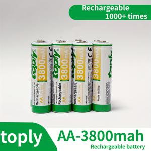 TEMU 2/4/8/16팩 탑리 AA 배터리 충전 완료 고용량 3800mAh NiMH 충전식, 저자가 방전 1.2V 더블 A 배터리 대량 팩 - 카메라, 리모컨, 가정 및 사무용 기기 호환 (AA 기기 호환)
