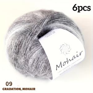TEMU 25색상, 6볼 세트 150g, 그라데이션 모헤어 실, 다양한 색상 옵션, 스웨터, 숄, 스카프, 핸드메이드 볼 뜨개질용