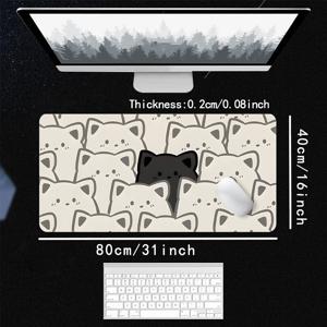 TEMU 1개 귀여운 고양이 얼굴 마우스 패드 | 흑백 장난기 넘치는 디자인, 미끄럼 방지 대형 고무 받침대, 게임 및 사무실 장식을 위한 부드러운 표면, 친구, 집 또는 책상 세팅을 위한 완벽한 선물 | 재미있는 책상 액세서리 | 안정적인 책상 매트, 고양이 테마 사무실 책상 액세서리