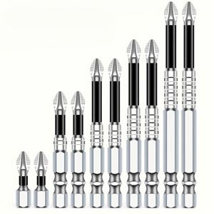 TEMU 10개 자석 드라이버 비트 세트 | 미끄럼 방지 십자 드라이버, 초경질 육각 생크 & 십자형 자석 헤드, 강력 자석 팁, 금속 재질, 전기 불필요