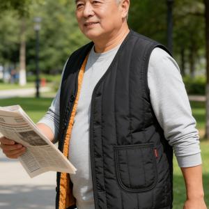 TEMU 남성용 두꺼운 안감 캐주얼 조끼, 가을 겨울용 따뜻한 아빠 조끼