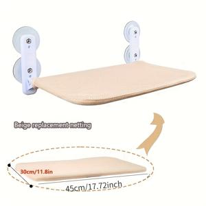 TEMU 1개 걸이형 고양이 해먹 교체 네트 | 쾌적하고 통기성 좋은 메시, 무지 접착식 벽걸이, 다층 안전 스트랩, 접이식 공간 절약형 디자인, 튼튼한 폴리에스터 섬유 고양이 침대 (아기 고양이에게 적합), 문, 천장, 바닥에 얼룩이 없음