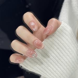 TEMU 10개입 겨울 로맨스 크리스마스 눈꽃 큐빅 지르코니아 네일 | 캣아이, 누드 컬러, 타원형 모양, 핸드메이드 팁, 출퇴근, 여행, 데이트 및 휴일에 완벽|네일팁