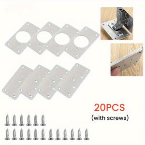 TEMU 스툭스 스크루 포함 20개 세트 스테인레스 스틸 도어 핑거링 리퍼레이션 키트, 주방 가구 및 어두운 상자용, 쉽게 설치할 수 있는 견고한 도어 및 캐비닛 고정판