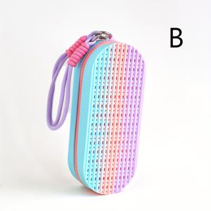 TEMU 야외 수납 가방, 수영 안경 케이스, 다기능 세면도구 가방, 속이 빈 통기성 구멍이 있는 토트백, 물 배출 기능, 휴대 스트랩 장착, 실리콘 소재, 부드럽고 가벼움|물안경