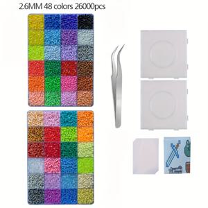TEMU 48색 5mm 9600개/2.6mm 26000개 퓨즈 비즈 세트, 주얼리 만들기 키트용 5mm/2.6mm 세트 비즈 픽셀 아트 퍼즐 DIY 3D 퍼즐 퓨즈 비즈 수제 선물