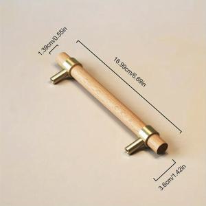 TEMU 1pc 너도밤 나무 + 황동 소재 손잡이, 현대 캐비닛 가구 서랍 손잡이, 옷장 문 손잡이, 너도밤 나무 손잡이