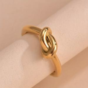 TEMU 여성용 스테인리스 스틸 매듭 반지 - 클래식하고 우아한 오픈 매듭 디자인, 데일리 & 파티용, 내구성 강한 변색 방지 반지, 캐주얼 또는 드레시한 의상에 모두 어울리는 다용도 반지