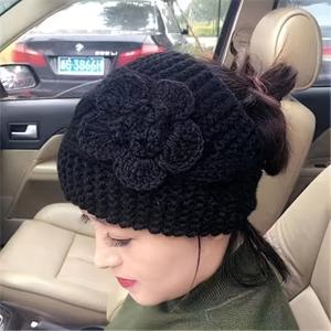 TEMU 우아한 꽃 니트 헤드밴드 단색 방한 귀 워머 헤드밴드 탄력 있는 넓은 헤어밴드 여성을 위한 일상 사용 가을 & 겨울