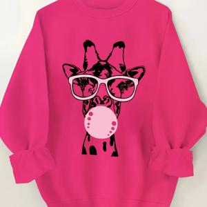 TEMU 플러스 사이즈, 거품 뿜는 사슴 프린트 오버사이즈 크루넥 스웨트셔츠 여성용