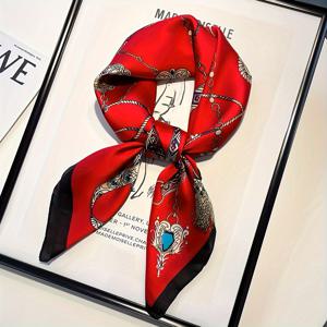 TEMU 1개 여성용 인조 합성 보석 체인 벨트 태슬 포함, 고급 빈티지 장식용 다기능 스퀘어 스카프