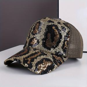 TEMU 여성용 프린트 시퀀스 야구 모자 - 조절 가능한 스냅백, 통기성 있는 메쉬 백, 캐주얼한 의상에 적합한 패션 액세서리, 봄 & 여름