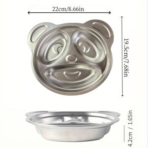 TEMU 스테인리스 스틸 판다 모양 분할 플레이트 3구역 성인용 - 튼튼한 금속 서빙 트레이, 분량 조절 가능, 동물 테마 다구획 접시, 모든 계절에 사용 가능, 식기 세척기 안전 - 캠핑, 크리스마스, 할로윈, 부활절, 추수감사절, 졸업식에 이상적 - 1개