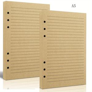 TEMU 빈티지 리필 가능한 A5-A6 라인 페이퍼, 레트로 A5 바인더 리필용 종이 6링 바인더 플래너 여행자 저널 노트북 다이어리용, 80장/160장