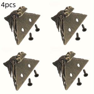 TEMU 4개 세트 골동품 황동 발 보호대 - 정교한 꽃무늬가 있는 장식용 폴리시 메탈 가구 보호기, 목재 상자 및 홈 데코를 위한 독특한 선물 아이디어