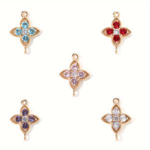 TEMU DIY 액세서리 제작용 5개입 14x18mm 컬러링 가능한 네잎 유리 펜던트 - 목걸이, 팔찌, 귀걸이, 키체인 참 - 이중 걸이 루프로 쉬운 스트링킹 (도금 없음) - 사계절 공예용