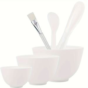 TEMU 6개 세트 얼굴 마스크 실리콘 혼합 그릇 세트 - 전문 스파 얼굴 마스크 혼합 도구 (흰색)|마스크