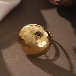 TEMU 여성을 위한 스테인리스 스틸 반구형 반지, 휴가에 완벽한 스타일리시한 메탈 액세서리, 여자친구를 위한 주얼리 선물