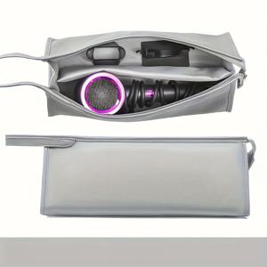 TEMU 시크한 핑크/실버 헤어 드라이어 & 컬링 아이언 여행 케이스 - 경량, 벽걸이 드릴 없는 여성용 보관 가방