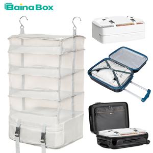 TEMU 바이나 박스 신형 업그레이드 휴대용 걸이형 여행 선반, 4단 접이식 수납백 그리드 앞면 스토퍼 네트 및 측면 하중 스트랩, 짐 정리함, 기내용 의류 보관함, 확장형 패킹 큐브, 여행 필수품|폴딩박스