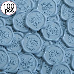 TEMU 왁스 실 스티커 - 유칼립투스 웨딩 초대장 봉투 실 스티커, 100개 자체 접착 먼지 방지 스티커, 초대장, 크리스마스, 선물 포장에 완벽