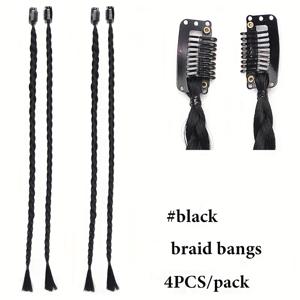 TEMU 4개 세트 합성 브레이드 클립 헤어 익스텐션 - 18인치 박스 브레이드, 탄력 있는 BB 클립 포함, 탈모 없음, 자연스러운 질감, 할로윈·파티·일상용, 남녀공용 헤어 액세서리, 파티용 헤어피스, 안전한 클립 부착, 여성용 가발, 인조 브레이드, 머리 연장, 포니테일 익스텐션