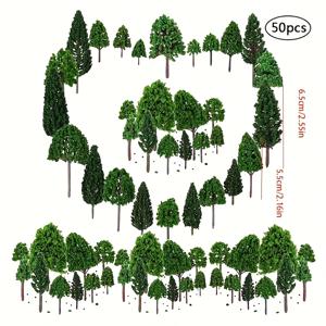 TEMU 50개 클래식 스타일 PVC 건설 모델 나무 - 현실적인 풍경 및 DIY 플랜터, 3가지 크기 (작은, 중간, 큰) 가정 장식, 추수 감사절 선물, 전기 필요 없음, 나무 장식 야외, 클래식 디자인, 세부 조작