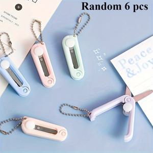 TEMU 6pcs 스테인레스 스틸 미니 가위 - 여행, 공예, 종이 자르기용 소형 및 휴대용 - 다양한 색상 (분홍색, 파란색, 보라색, 녹색, 노란색) - 내구성 및 다용도로 사용할 수 있는 디자인, 공예 자르기 도구, 종이 자르기 도구, 소형 디자인, 튼튼한 구조