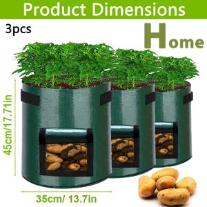 TEMU 3개/5개/10개 감자 재배용 가방, 손잡이 포함, 휴대용 디자인. 튼튼한 가드닝 화분, 야채 재배용 가방으로 실내외 사용 가능, 마당 정원을 더 깔끔하고 아름답게 만들어줍니다