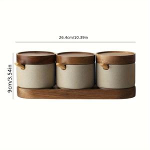 TEMU 일본 스타일 세라믹 향신료 병 세트 (1/2/3칸), 뚜껑이 있는 점토 병 포함, 가정 및 레스토랑 사용에 적합.