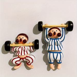 TEMU 2개 세트 할로윈 & 크리스마스 3D 냉장고 자석 - 창의적인 웨이트리프팅 디자인 - 두껍고 매끄러운 레진 주방 장식, 냉장고/오피스/백보드용, 락커 액세서리, 화이트보드 스티커, 고품질 소재, 튼튼한 구조, 선물 및 오피스 워커를 위한 장식 스티커