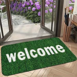 TEMU 1개 미끄럼 방지 잔디 웰컴 카펫 - 부드러운 잔디 질감, 손세탁 가능한 폴리에스터 매트, 현관, 주방, 침실, 욕실용 장식 매트